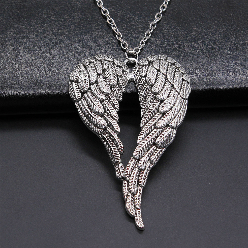 Bird Wing Feather Metal Chain Men Women Pendant Necklace