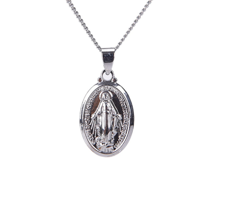 Virgin Mary Necklace Christmas Gifts Silve Gold Color Women Men Jewelry Cross Pendant Necklaces