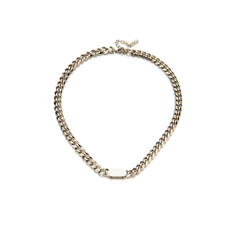 All-match Gold Titanium Steel Hip Hop Women Men Chunky Necklace