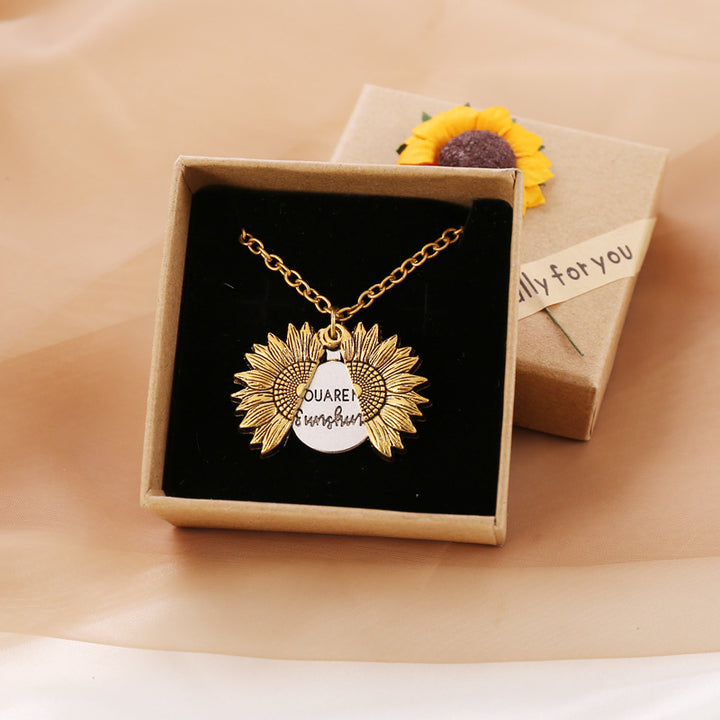 You Are My Sunshine Sunflower Necklace Women Men