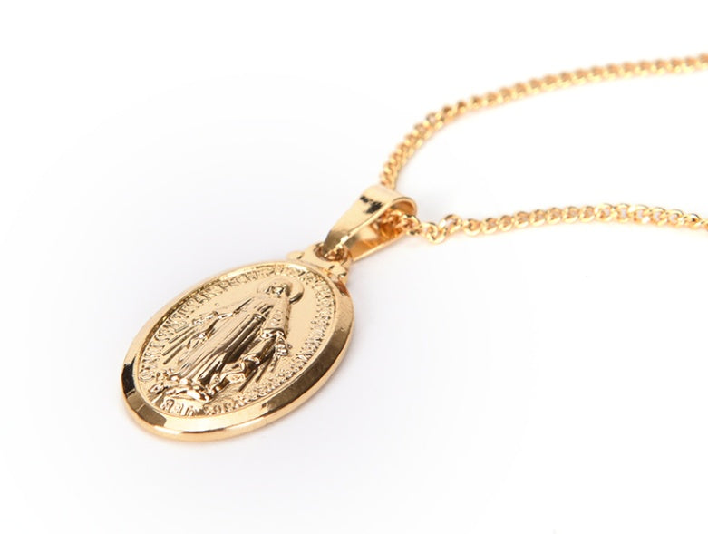 Virgin Mary Necklace Christmas Gifts Silve Gold Color Women Men Jewelry Cross Pendant Necklaces