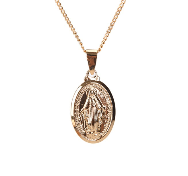 Virgin Mary Necklace Christmas Gifts Silve Gold Color Women Men Jewelry Cross Pendant Necklaces