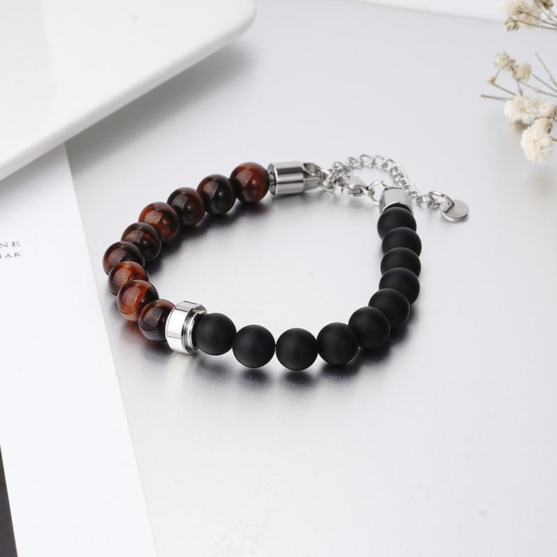 Bracelet Punk Men Women Natural Tiger-shaped Stone Stainless Steel Bangle