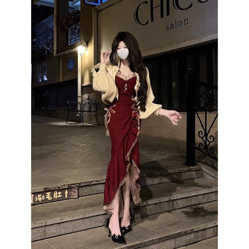 Women's Socialite Hip Spaghetti Straps Slimming Fishtail Dress