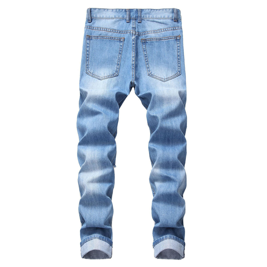 Ripped Straight Denim Trousers For Men