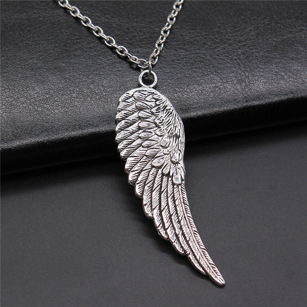 Bird Wing Feather Metal Chain Men Women Pendant Necklace