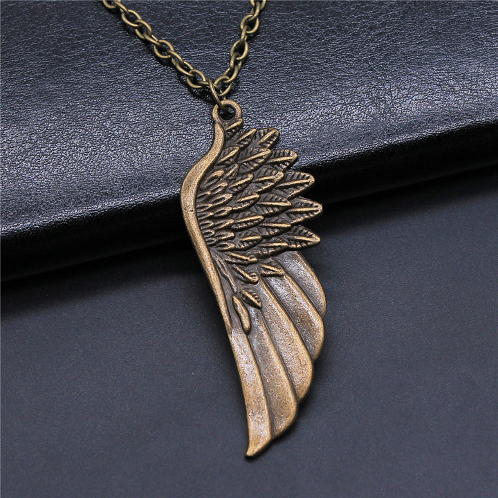 Bird Wing Feather Metal Chain Men Women Pendant Necklace