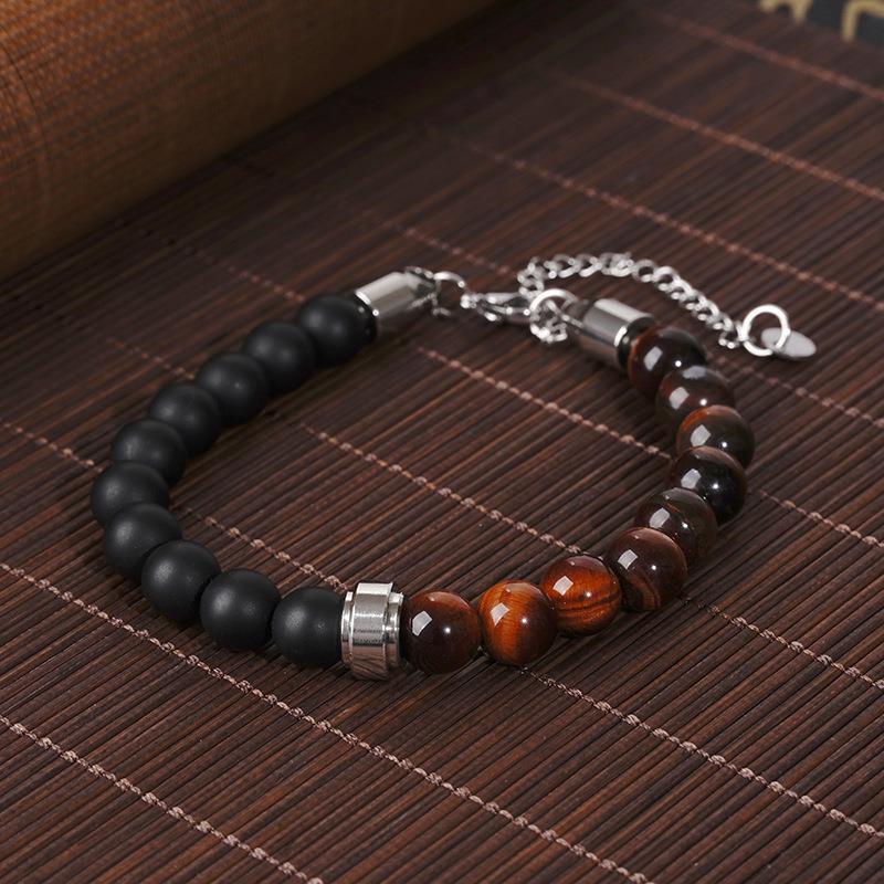 Bracelet Punk Men Women Natural Tiger-shaped Stone Stainless Steel Bangle