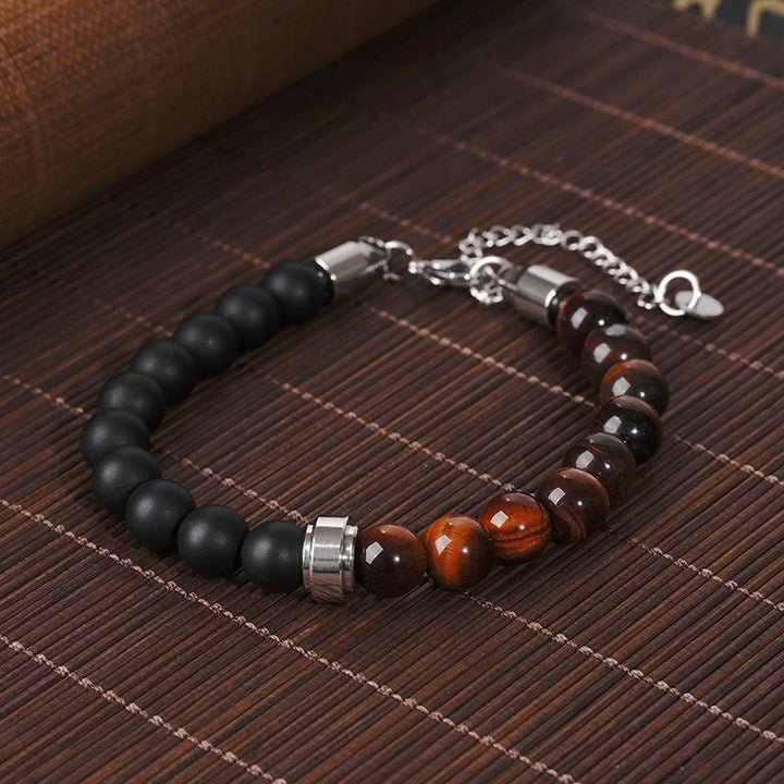 Bracelet Punk Men Women Natural Tiger-shaped Stone Stainless Steel Bangle