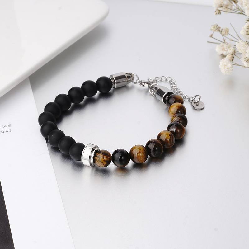 Bracelet Punk Men Women Natural Tiger-shaped Stone Stainless Steel Bangle