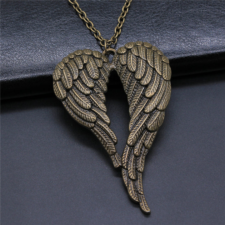 Bird Wing Feather Metal Chain Men Women Pendant Necklace