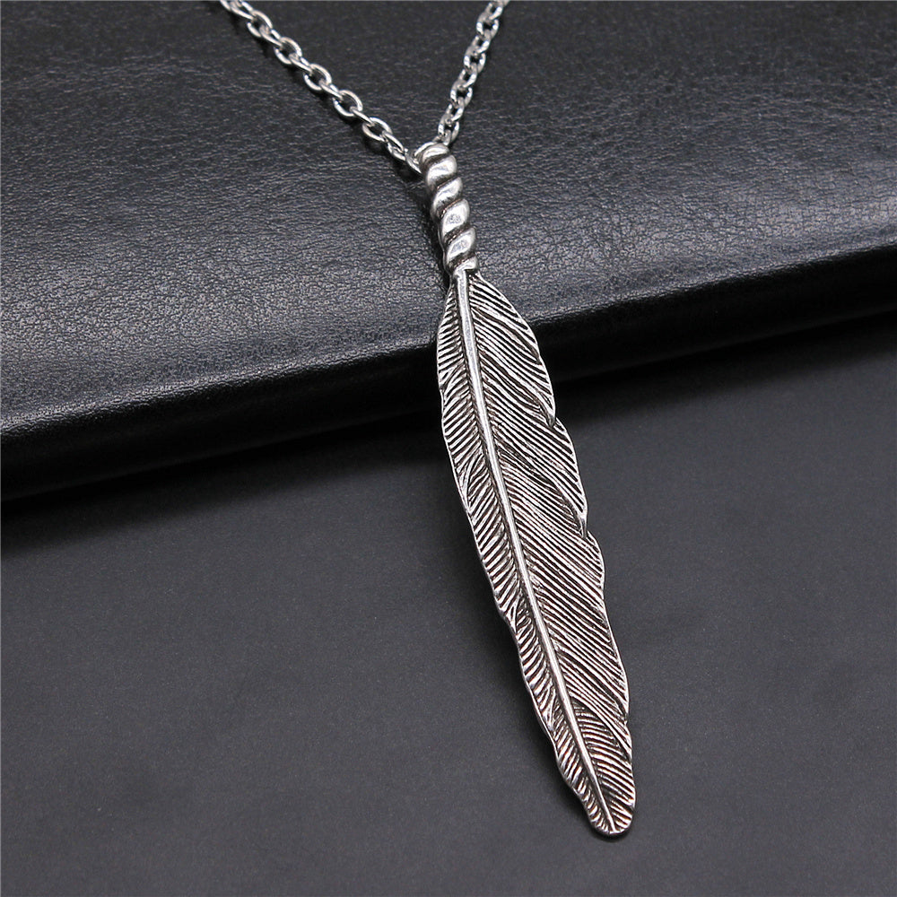 Bird Wing Feather Metal Chain Men Women Pendant Necklace