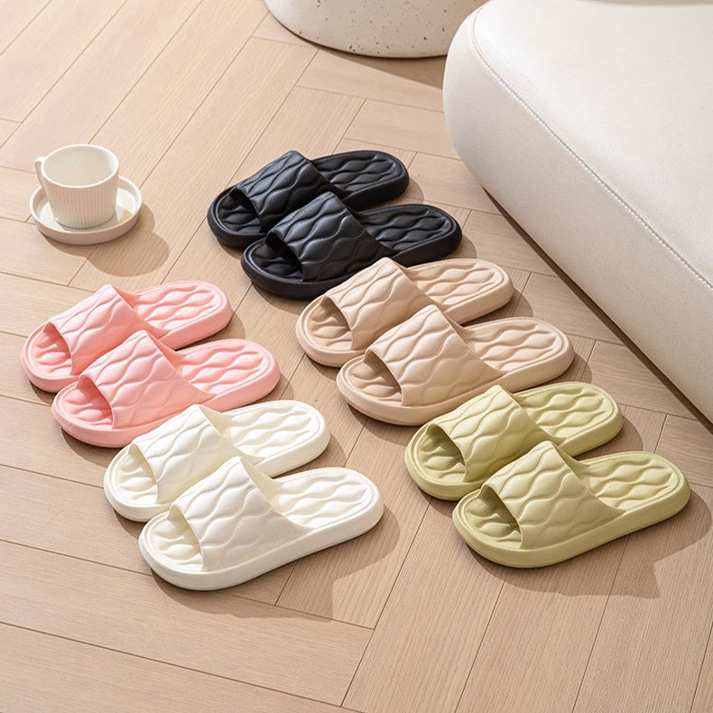 Ripple Style House Slippers EVA Soft Bathroom Slippers Women Men Shoes Home